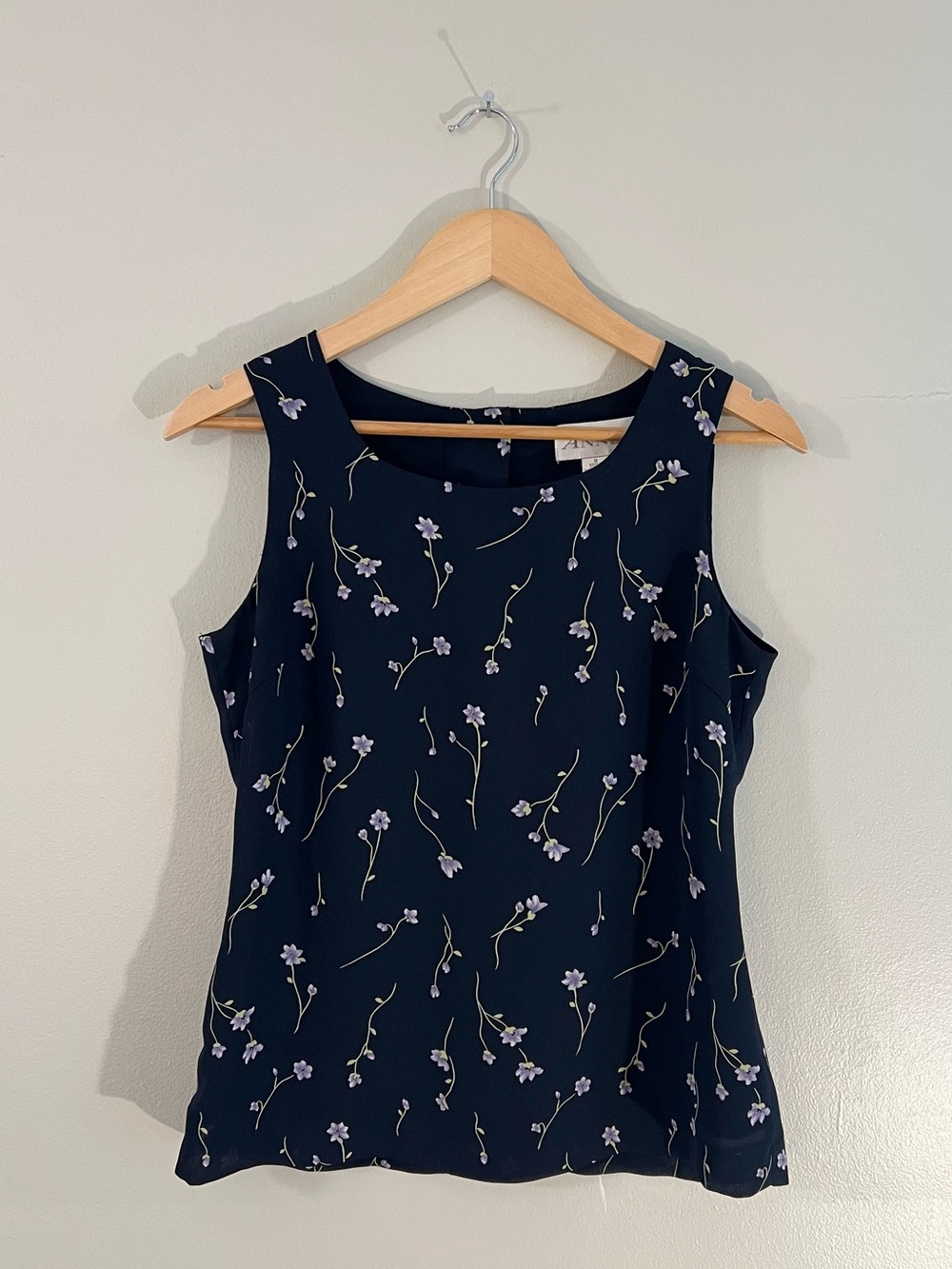 Y2K Casual Corner blue purple floral tank top fairy feminine summer office